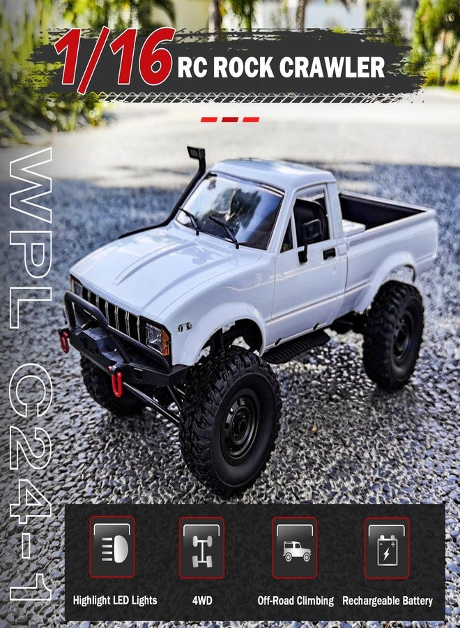 ARRIS WPL C24-1 RC Rock Crawler 4x4 RC Truck Off Road 1/16 RC Crawler, Remote Control Truck Pickup RTR All Terrain RC CAR for Adults（White） - Image 2