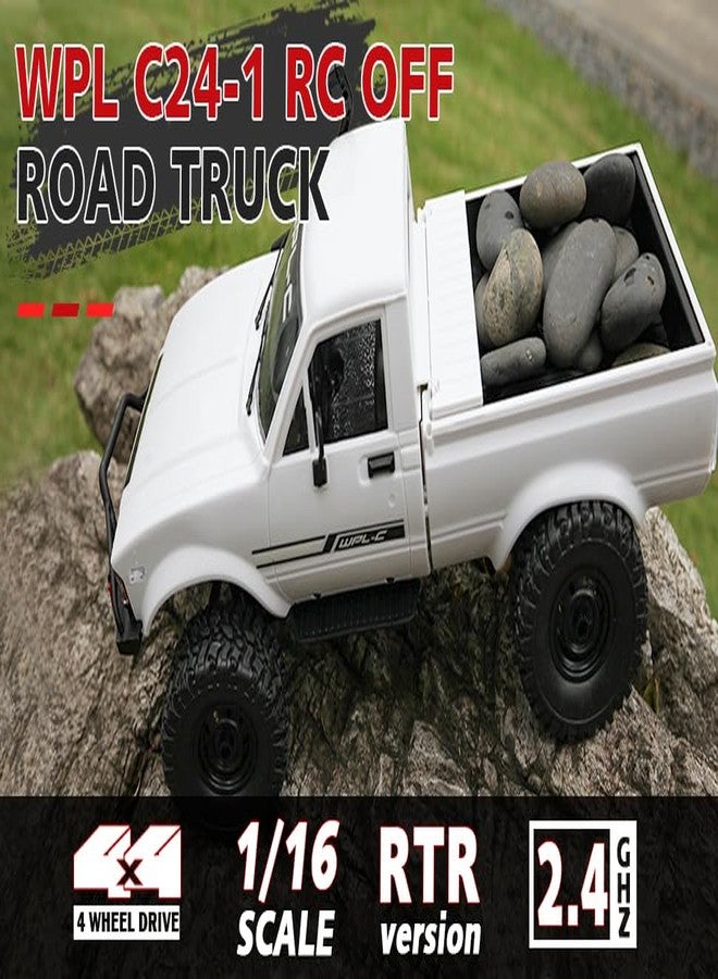 ARRIS WPL C24-1 RC Rock Crawler 4x4 RC Truck Off Road 1/16 RC Crawler, Remote Control Truck Pickup RTR All Terrain RC CAR for Adults（White） - Image 4