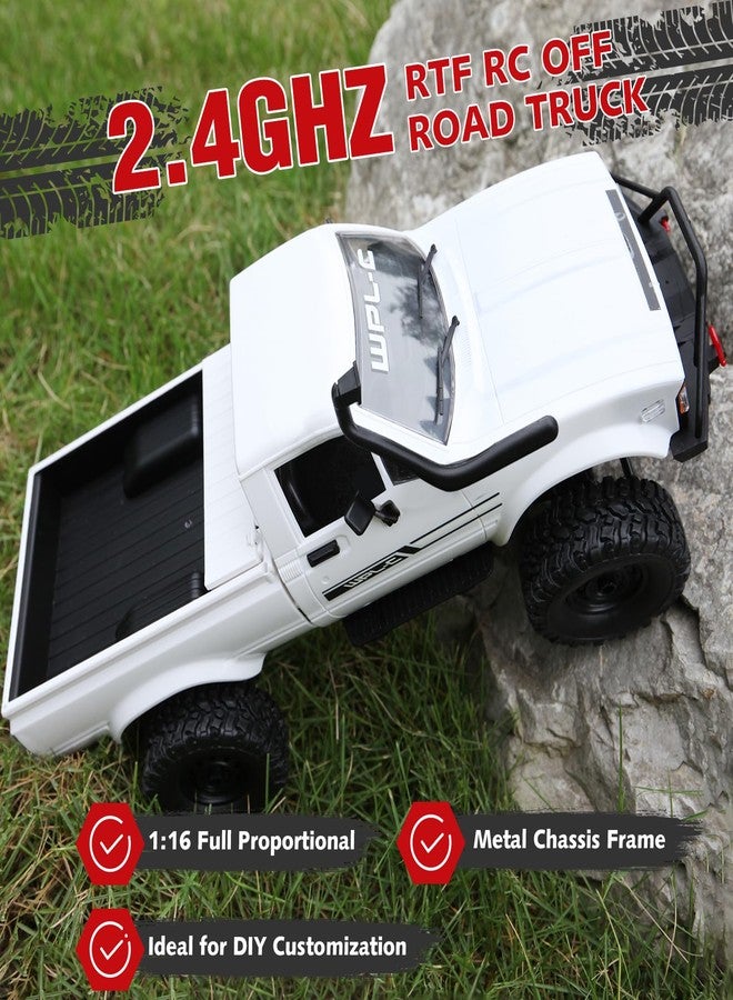 ARRIS WPL C24-1 RC Rock Crawler 4x4 RC Truck Off Road 1/16 RC Crawler, Remote Control Truck Pickup RTR All Terrain RC CAR for Adults（White） - Image 5