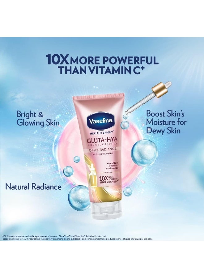 Vaseline Healthy Bright Gluta-Hya Serum Burst Lotion, Dewy Radiance (330ml x 3 Pack) – Advanced GlutaGlow + Hyaluron with Niacinamide for Bright & Glowing Skin – 10X More Powerful Than Vitamin C - Image 2