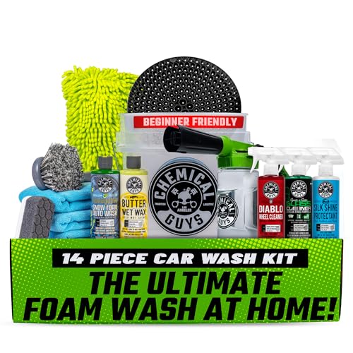 Chemical Guys HOL126 14Piece Arsenal Builder Car Wash Kit with Foam Gun Bucket and 5 16 oz Car Care Cleaning Chemicals Gift for Car Truck Lovers Dads and DIYers Works wGarden Hose