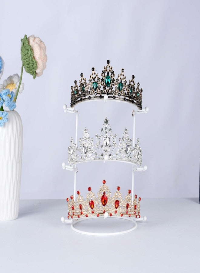 JINYEAH Crown Display Stand, 3-Tier Tiara Headband Display Rack White, Brackets Hair Accessories Organizer, Bathroom Vanity Storage Tray for Women Girls - Image 3
