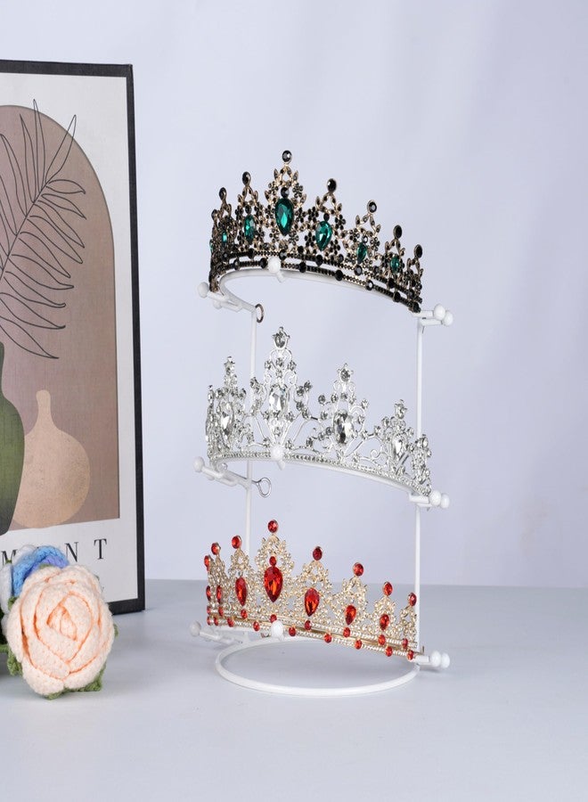 JINYEAH Crown Display Stand, 3-Tier Tiara Headband Display Rack White, Brackets Hair Accessories Organizer, Bathroom Vanity Storage Tray for Women Girls - Image 1