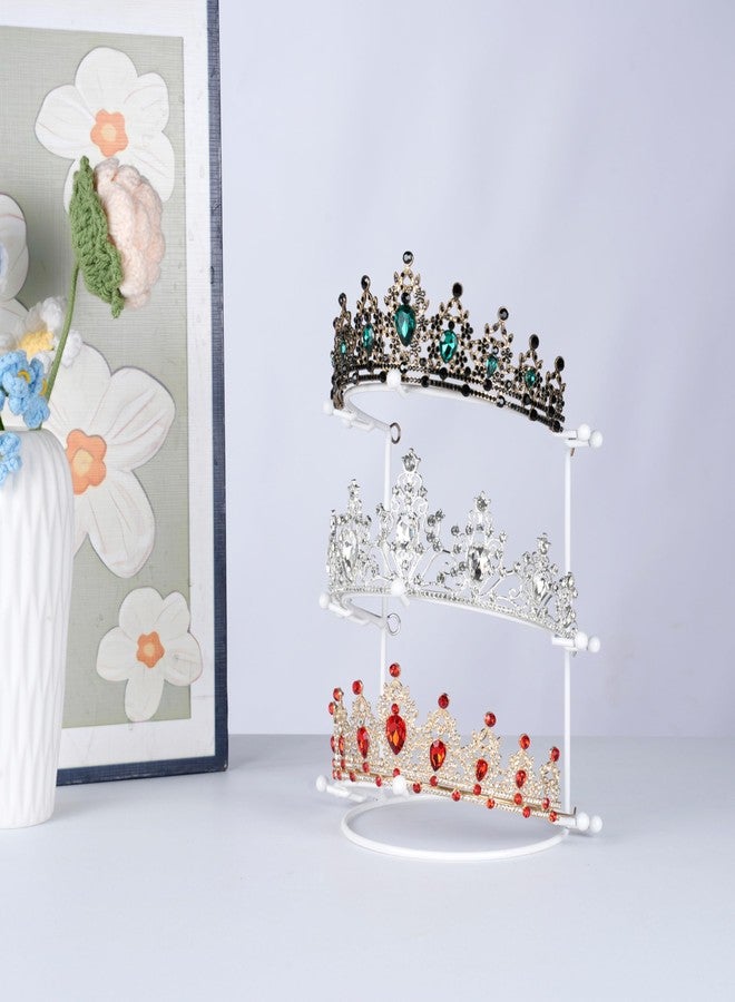 JINYEAH Crown Display Stand, 3-Tier Tiara Headband Display Rack White, Brackets Hair Accessories Organizer, Bathroom Vanity Storage Tray for Women Girls - Image 5