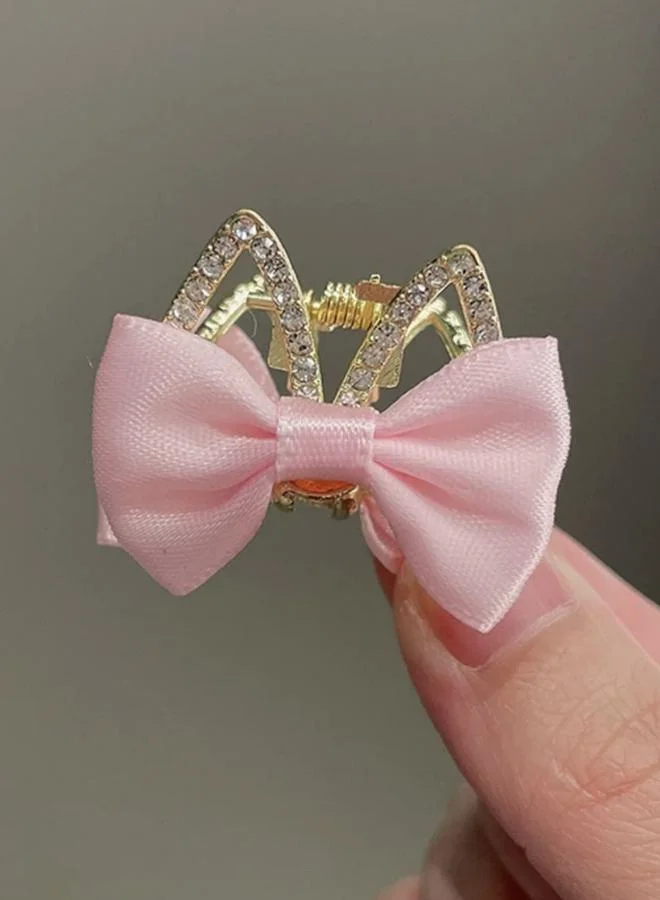 Take Two Pink Bow Rhinestone Hair Clip