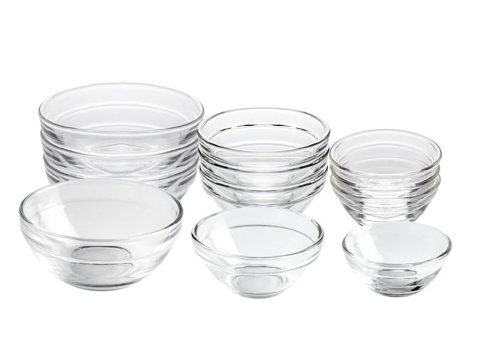 HillSpring 3 Sizes of Glass Prep Bowl Sets, Clear Small Pinch Bowls for Salt, Spices and Chopped Ingredients, 1.5oz/2.5oz/3.5oz, Set of 12 - Image 1