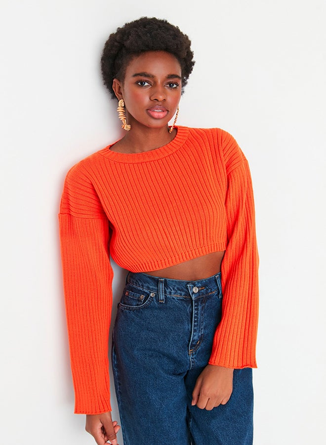trendyol Orange Super Crop Knitwear Sweater TWOAW23KZ01068 - Image 2