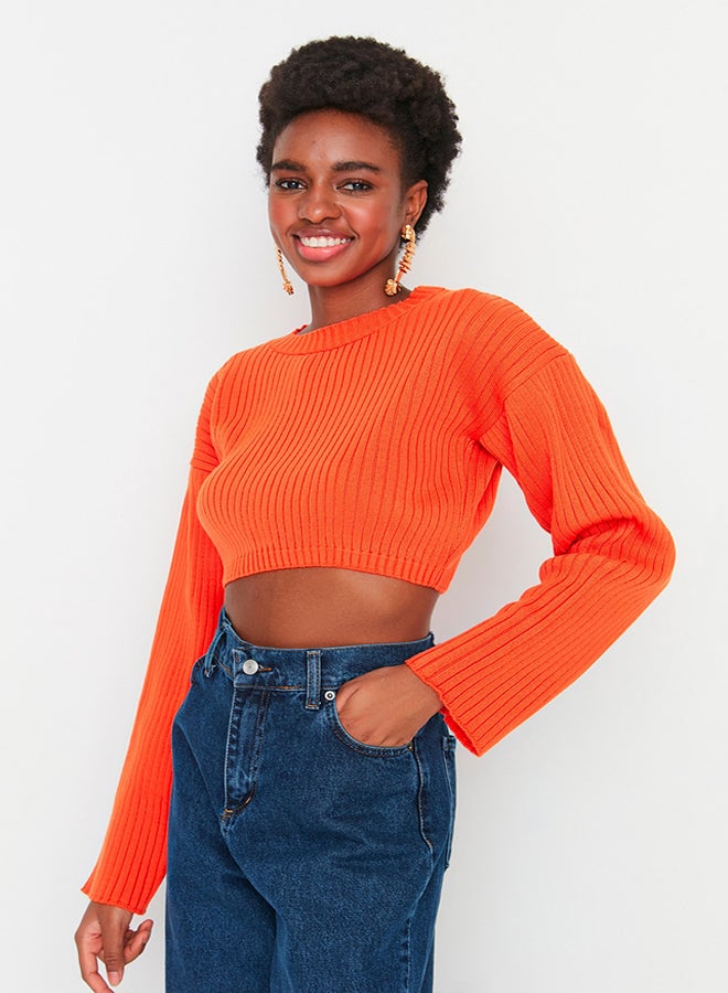 trendyol Orange Super Crop Knitwear Sweater TWOAW23KZ01068 - Image 1