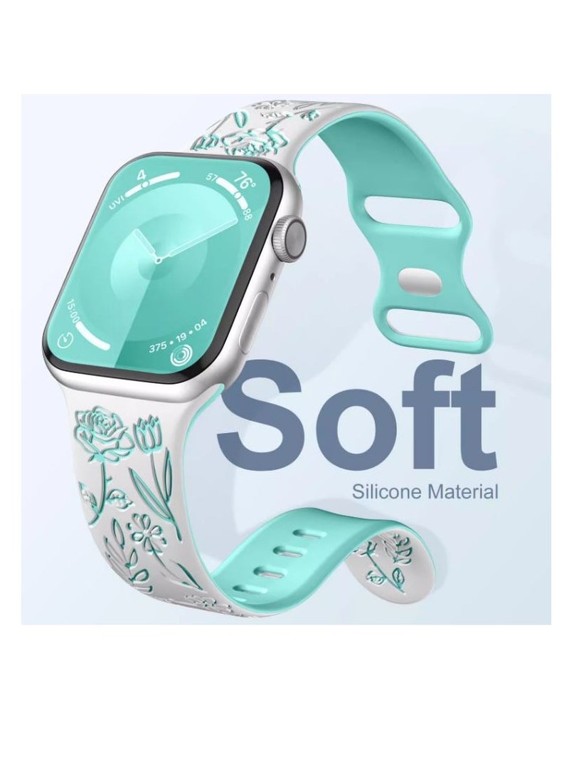 Flower Engraved Bands for Apple Watch 42mm 44mm 45mm 46mm 49mm, New Fashion Sport Strap Replacement Wristbands for iWatch Series - Image 1