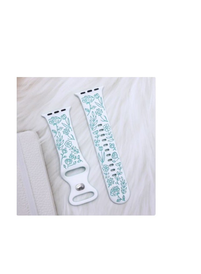 Flower Engraved Bands for Apple Watch 42mm 44mm 45mm 46mm 49mm, New Fashion Sport Strap Replacement Wristbands for iWatch Series - Image 2