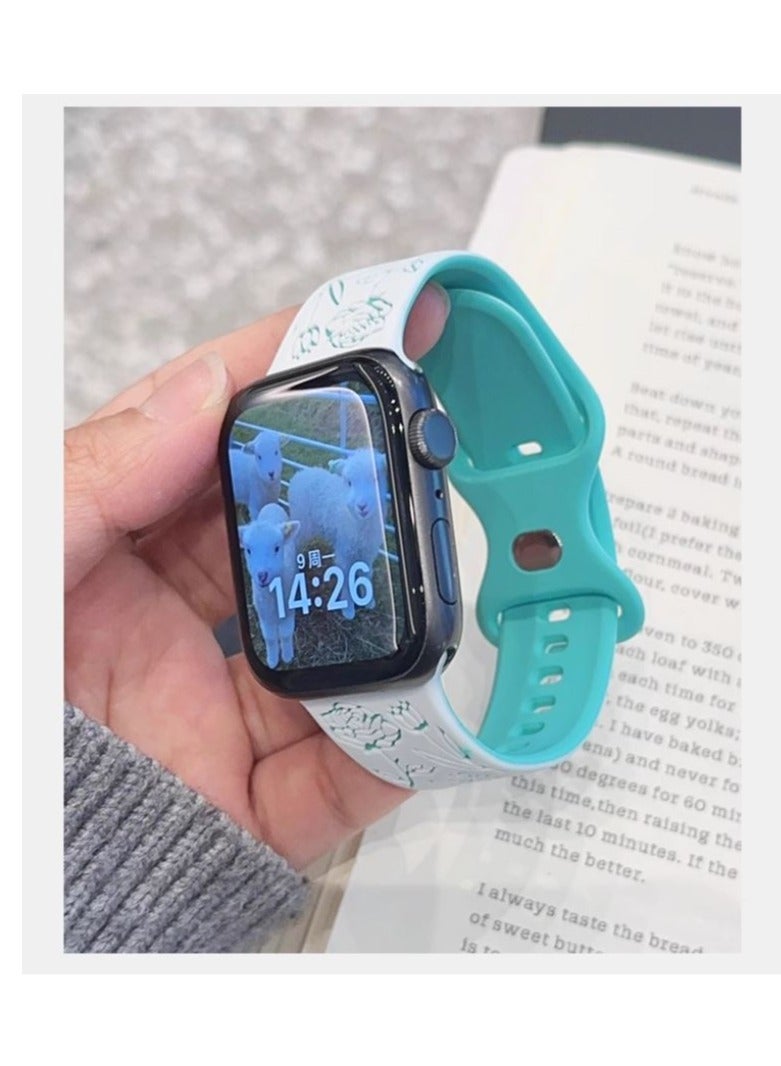Flower Engraved Bands for Apple Watch 42mm 44mm 45mm 46mm 49mm, New Fashion Sport Strap Replacement Wristbands for iWatch Series - Image 3