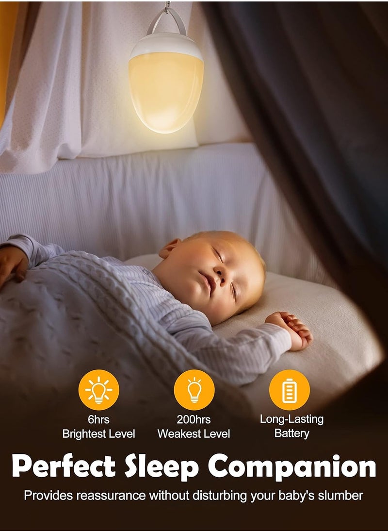GUDOO Baby Night Light for Kid Portable Egg Nightlight with Stable Charging Pad Touch Nursery Night Lamp for Breastfeeding Toddler Night Light for Bedroom Timer Setting  - Image 3
