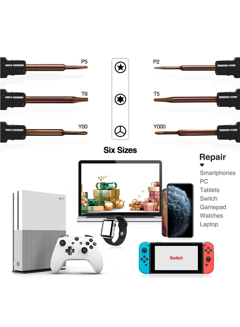 سيوسي مجموعة مفك براغي دقيقة مكونة من 6 قطع، تتضمن 12 مفكًا مغناطيسيًا صغيرًا، نهاية مزدوجة S2 Mini Phillips/Slotted/Torx/ Pentalobe/Triwing، مجموعة أدوات إصلاح للكمبيوتر المحمول والساعة والإلكترونيات - Image 3
