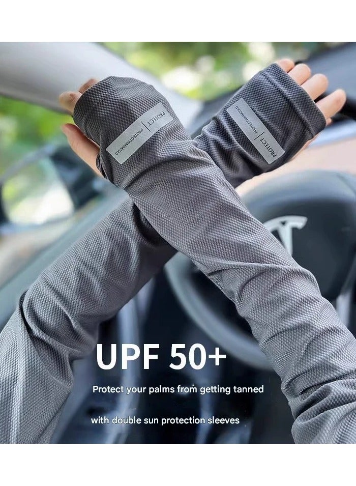 Goolsky Unisex Ice Silk Sun Sleeves Loose Fit Plus Size Cooling Arm Covers UV Protection Cycling Sleeves  - Image 1