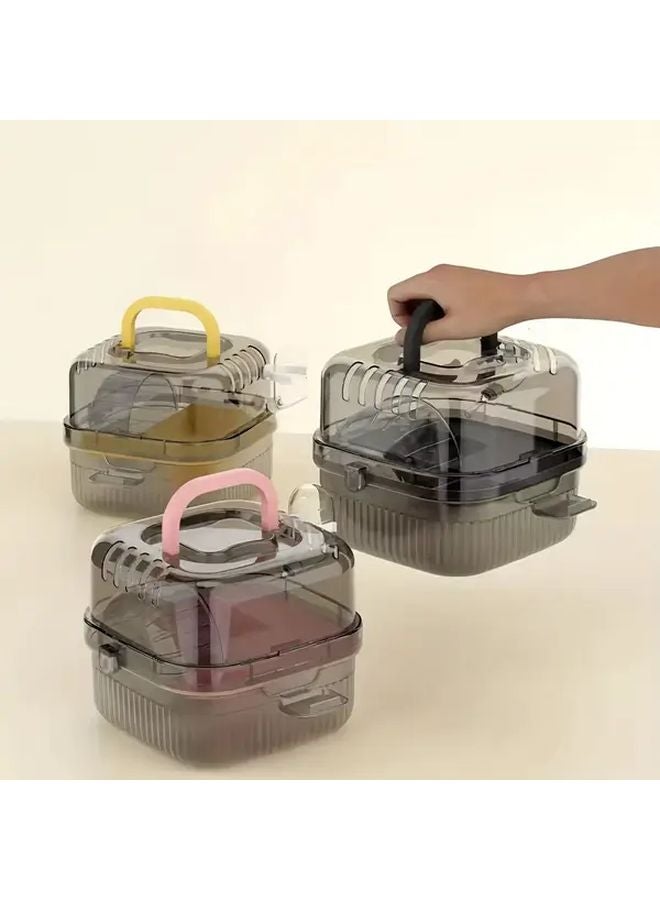 Portable Hamster Cage with Wheel Transparent Black Habitat Kit Water Bottle Feeder - Image 2