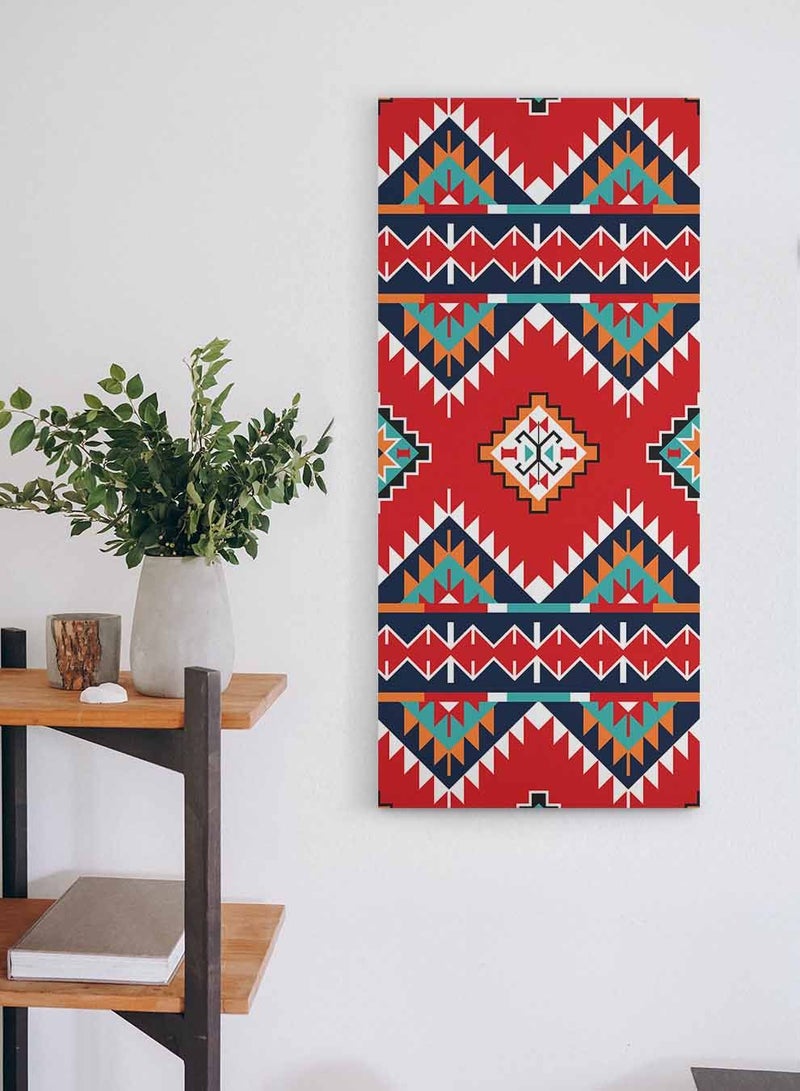 LOWHA Framed Canvas Wall Art Stretched Over Wooden Frame, Panorama Orientation Arabic Sadu Pattern Painting, For Home, Living Room, Office Décor - Image 2