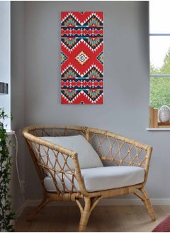 LOWHA Framed Canvas Wall Art Stretched Over Wooden Frame, Panorama Orientation Arabic Sadu Pattern Painting, For Home, Living Room, Office Décor  - Image 1