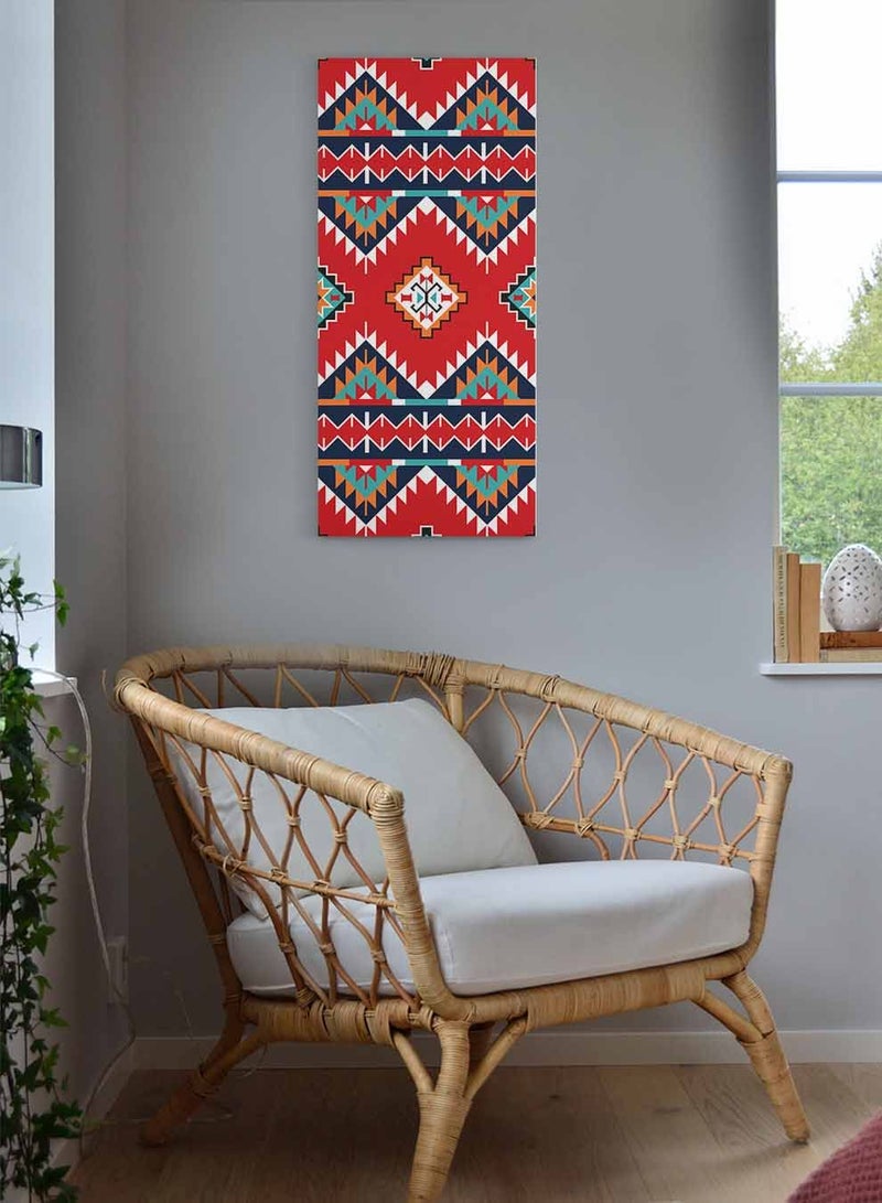 LOWHA Framed Canvas Wall Art Stretched Over Wooden Frame, Panorama Orientation Arabic Sadu Pattern Painting, For Home, Living Room, Office Décor - Image 1
