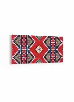 LOWHA Framed Canvas Wall Art Stretched Over Wooden Frame, Panorama Orientation Arabic Sadu Pattern Painting, For Home, Living Room, Office Décor  - Image 5