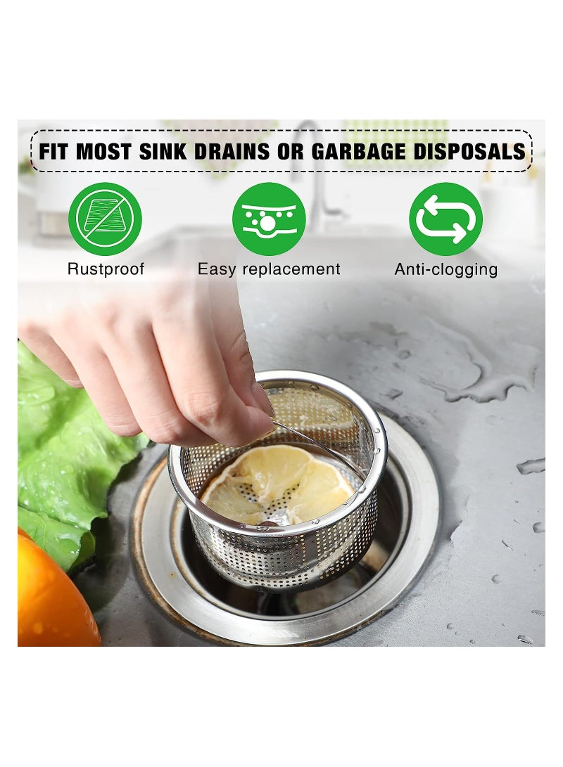 Captaintech 2 Pack Sink Strainer 304 Stainless Steel Kitchen Sink Strainer Anti-Clogging Drain Filter Strainer Kitchen Sink Drain Strainer and 1.6 Inch Deep Kitchen Sink Strainer - Image 2