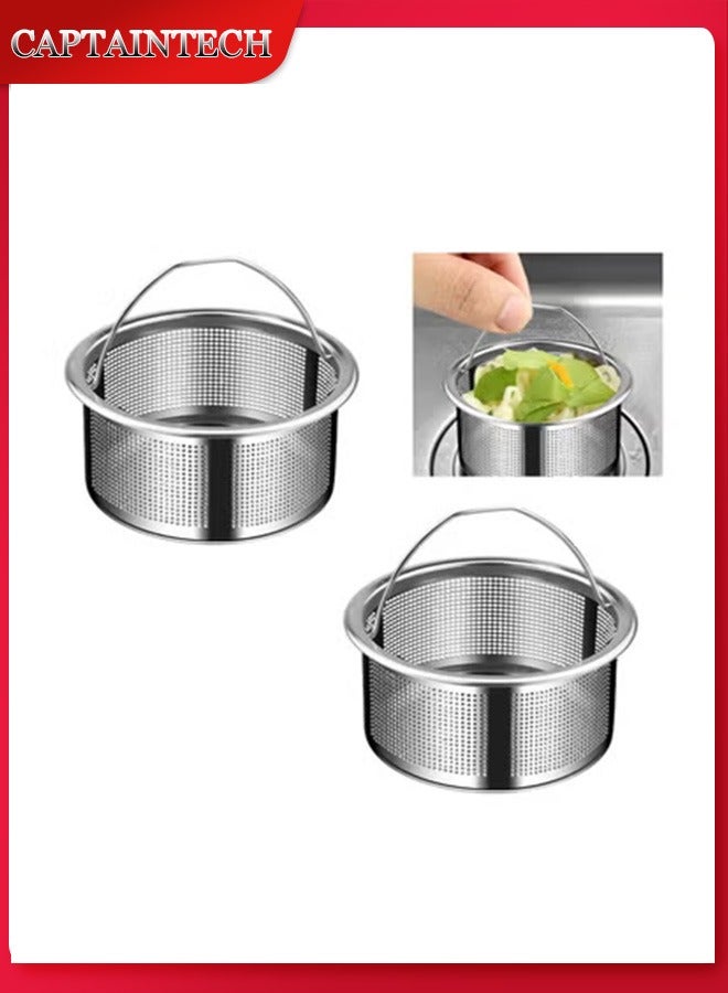 Captaintech 2 Pack Sink Strainer 304 Stainless Steel Kitchen Sink Strainer Anti-Clogging Drain Filter Strainer Kitchen Sink Drain Strainer and 1.6 Inch Deep Kitchen Sink Strainer - Image 1