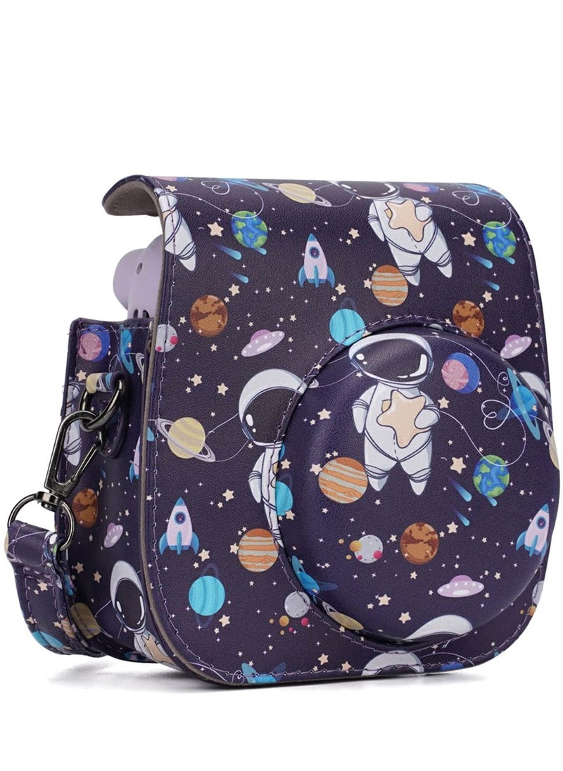 SYOSI - Instant Camera Case Compatible with for Fujifilm Instax Mini 11/9 / 8/8+ PU Leather Bag with Pocket and Adjustable Shoulder Strap Mini Photo Album (Astronaut) - Image 1