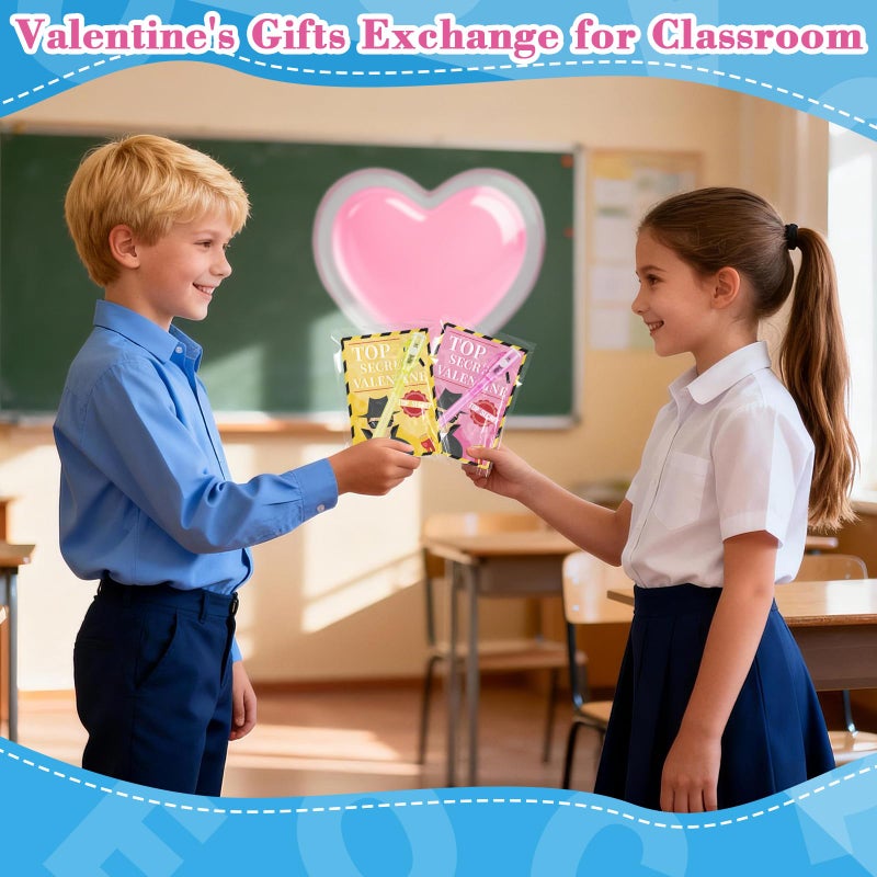 ZIRSENG 24 Pack Valentines Invisi-ble Ink Pens, Valentines Day Cards for Kids for Classroom Gifts Exchange Prize, Spy Pen Magic Gifts Valentine's Party Favors Gift Exchange Rewards - Image 3
