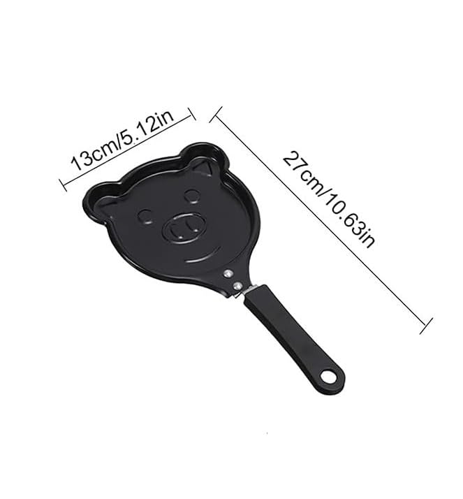 WENGTY Mini NonStick Cartoon Shape Frying Pan for Eggs Pancakes Omelettes Cute Pig Design Breakfast Cookware Compact Durable Black Steel Skillet for Kids Fun Cooking Portable Kitchen Tool - Image 2