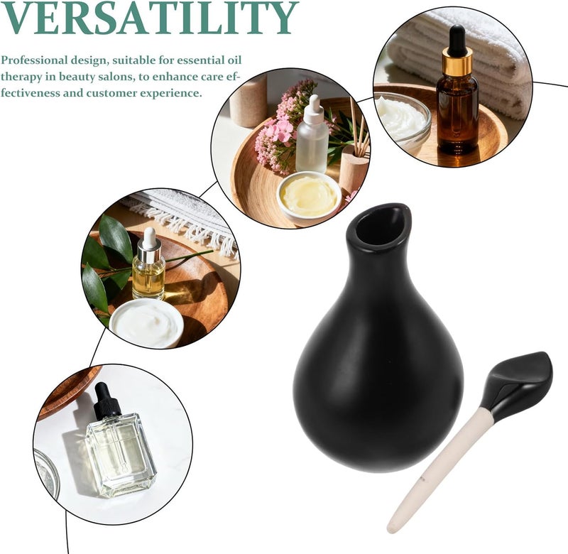 Empty Fragrance Oil Bottle - 40ml/1.35oz Ceramic Aromatherapy Vial With Leaf Pattern Lid - Vintage Perfume Container For Beauty Salon Use - Image 4