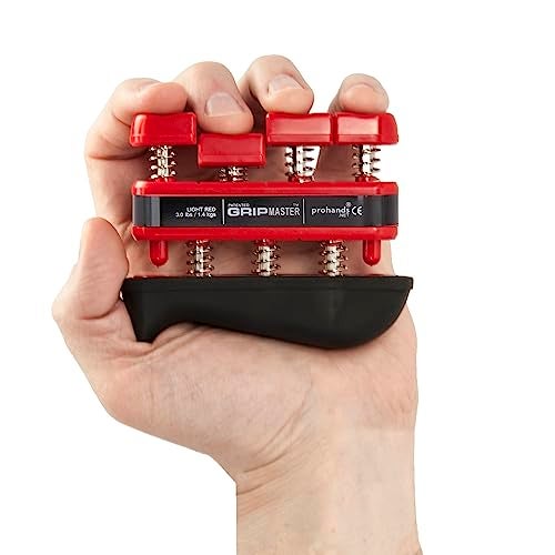 Prohands Gripmaster Rehab Hand Exerciser, Finger Exerciser (Hand Grip Strengthener), Spring-Loaded, Finger-Piston System, Added Palm Cushion, (3 lb Light Tension, Red-Gripmaster Rehab) - Image 3