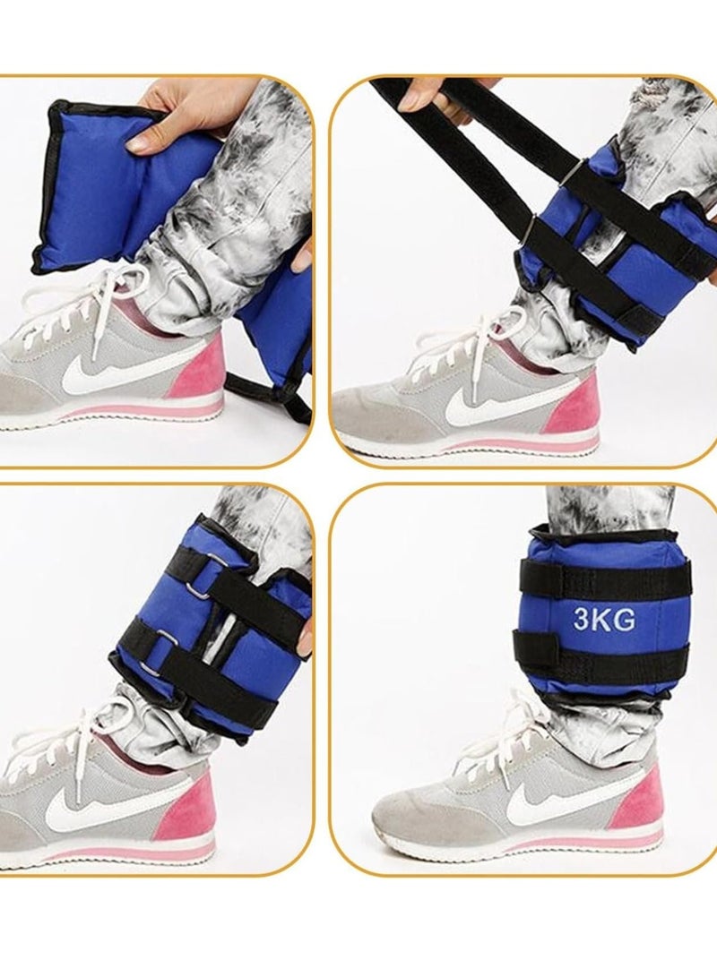 مخطوطات أوزان الكاحل قابلة للتعديل للنساء والرجال، وزن معصم الكاحل متين للأيدي أو القدمين، مقاومة للاهتراء، المشي والركض والجمباز والتمارين الرياضية المتحمسين لتدريب العضلات (3 كجم × 2 رقم) - Image 5