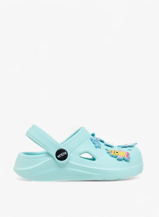 Aqua Jibbitz Charm Accent Clogs with Backstrap
