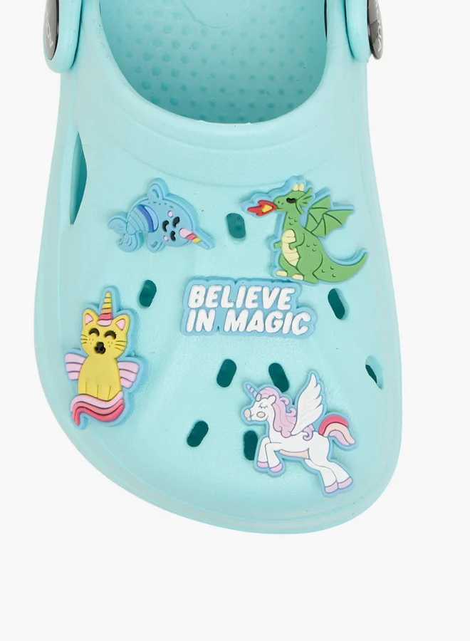 Aqua Jibbitz Charm Accent Clogs with Backstrap