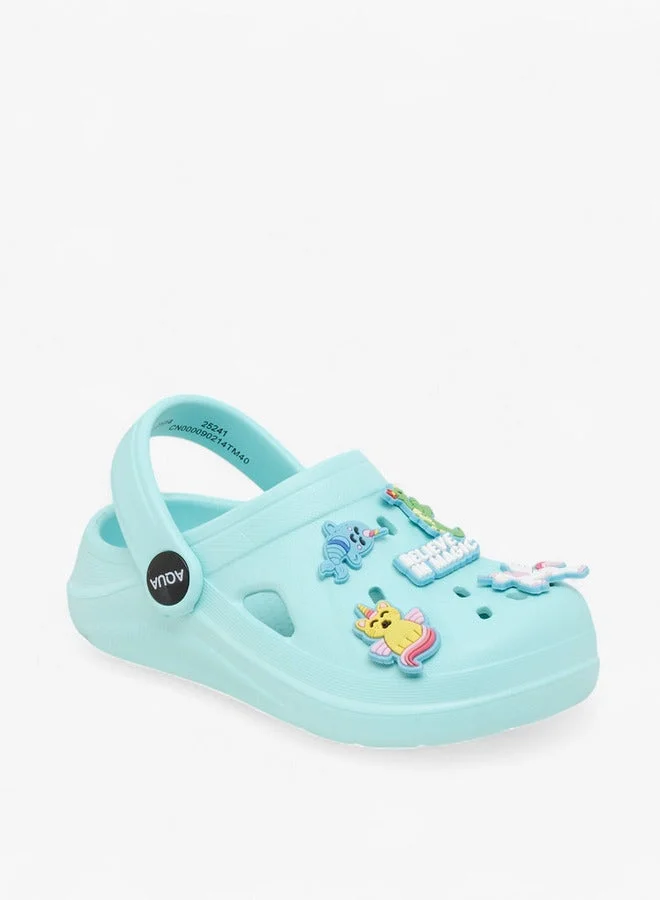 Aqua Jibbitz Charm Accent Clogs with Backstrap