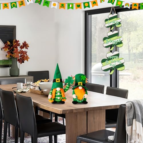 JEVUVU Shamrock St Patricks Day Door Decor, Wooden Saint Patrick's Day Wall Decorations, Irish Lucky Wood Home Sign for St. Patrick Day (Green) - Image 2