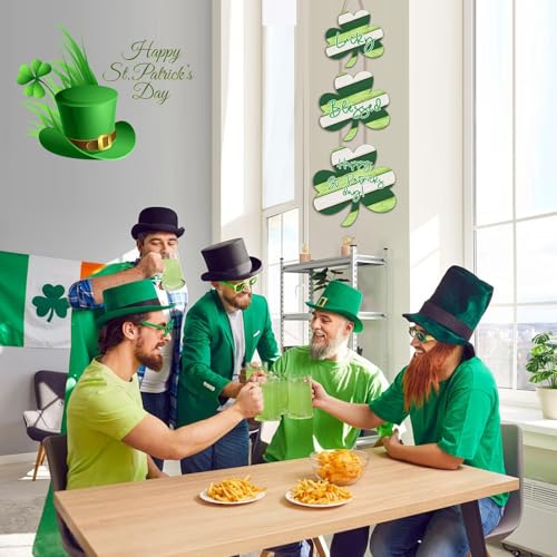 JEVUVU Shamrock St Patricks Day Door Decor, Wooden Saint Patrick's Day Wall Decorations, Irish Lucky Wood Home Sign for St. Patrick Day (Green) - Image 5