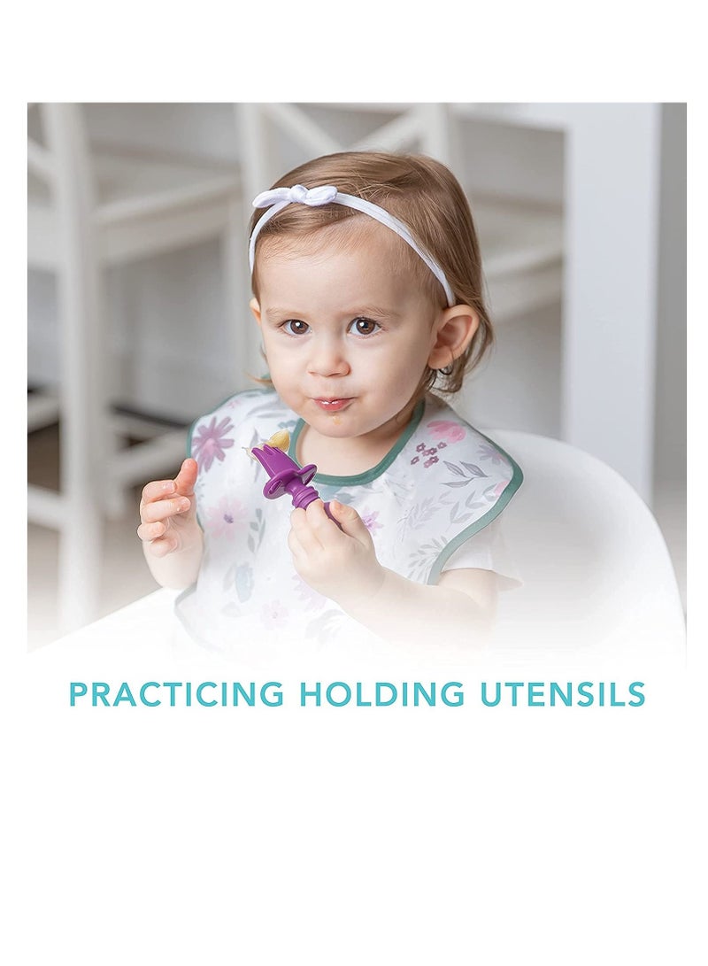 Excefore مجموعة شوكة وملعقة سيليكون للأطفال، أدوات مائدة سيليكون، إطعام الطفل، معدات تدريب، مرحلة الفطام بالاعتماد على الذات 1 مناسبة للأطفال فوق 6 أشهر (أزرق، 2 * ملاعق و2 * شوك) - Image 3