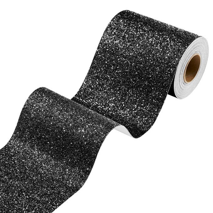 WALLPAPER PEEL AND STICK BORDER TRIM BLACK GLITTER CEILING DECORATIVE SELF ADHESIVE STRAIGHT STICKERS FOR WALLS CLASSROOM BULLETIN BOARDS LIVING ROOM 394X160