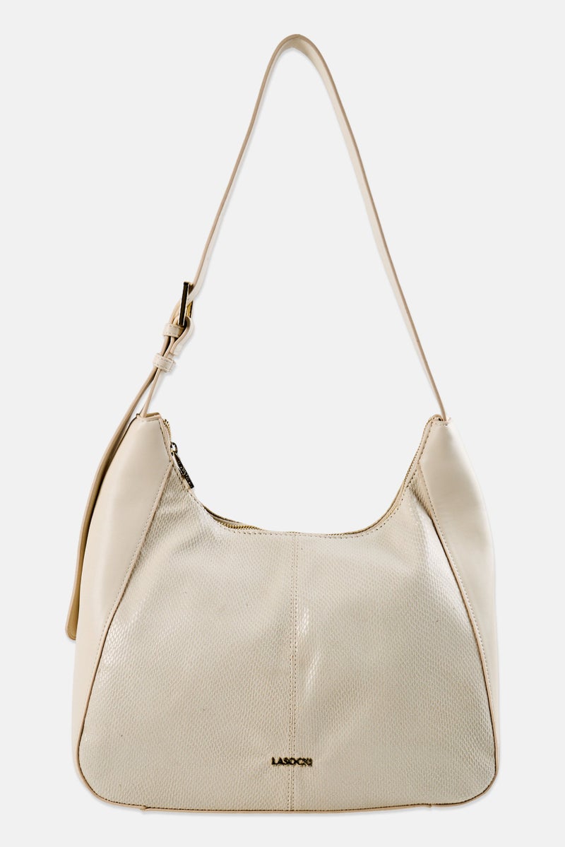 Lasocki Women Brand Logo Shoulder Bag, Ivory - Image 1
