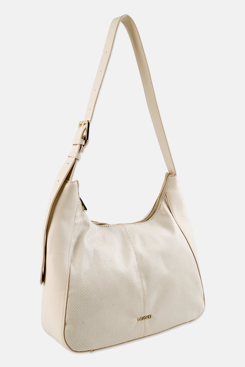 Lasocki Women Brand Logo Shoulder Bag, Ivory - Image 2