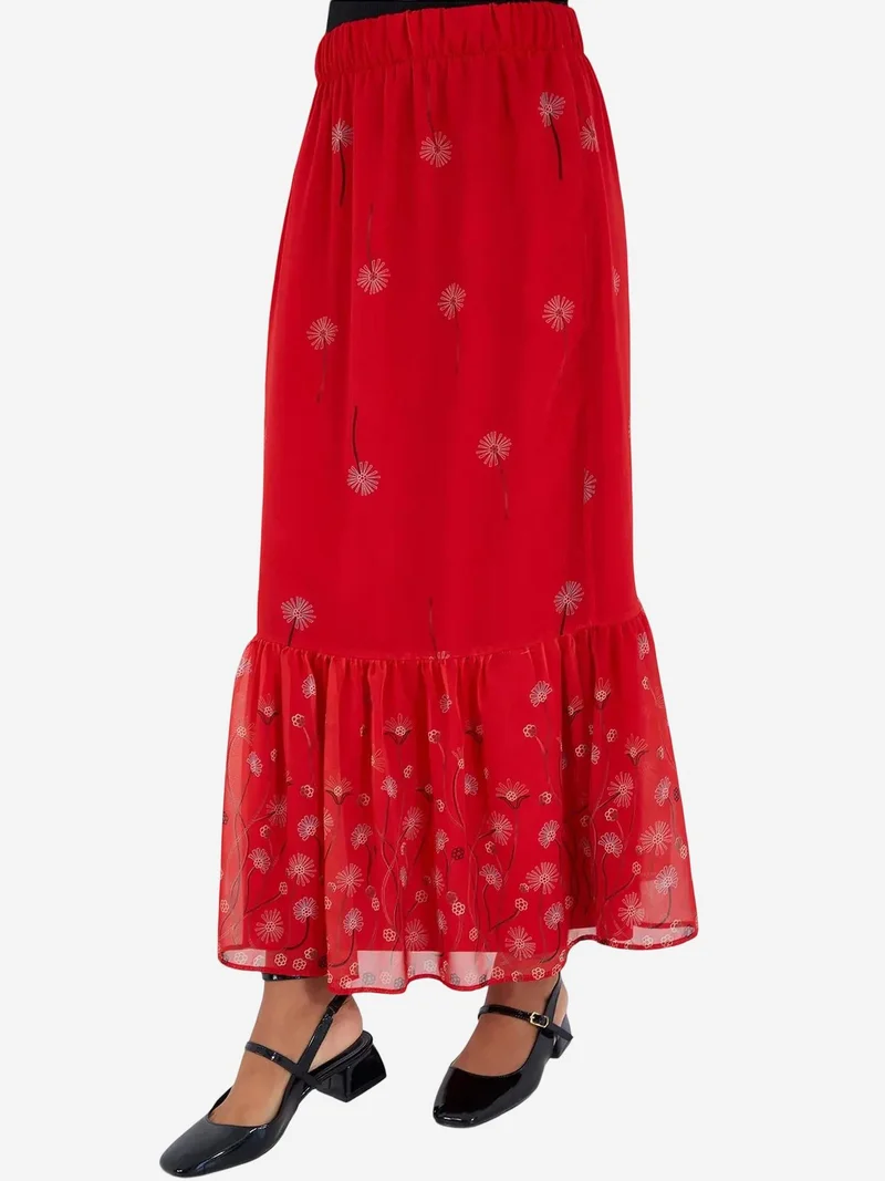 Big Dart Cherry Red BDART Floral Print Maxi Skirt for Women | Best Price UAE