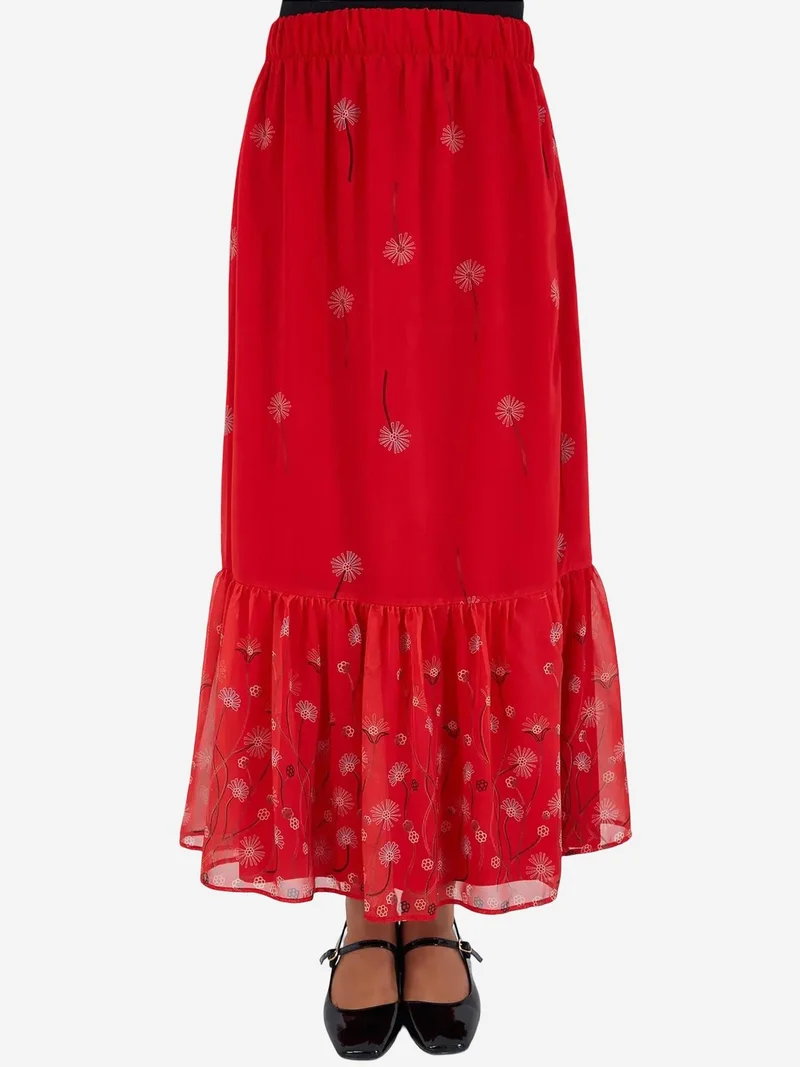 Big Dart Cherry Red BDART Floral Print Maxi Skirt for Women | Best Price UAE