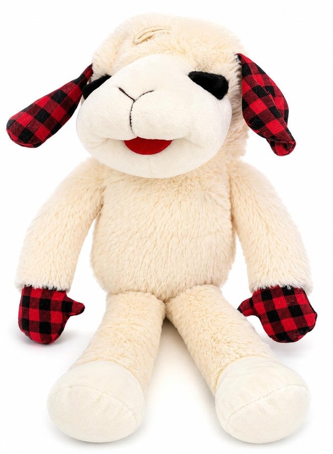 Multipet Holiday Lamb Chop Dog Toy Plush Plaid 20" | Plush Pet Dog Toy Squeaker | Lambchop Gingham Red/Black | 20 Inches | Officially Licensed - Image 1