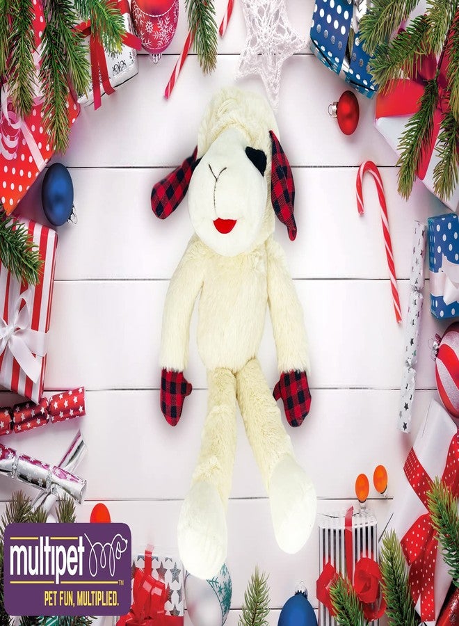 Multipet Holiday Lamb Chop Dog Toy Plush Plaid 20" | Plush Pet Dog Toy Squeaker | Lambchop Gingham Red/Black | 20 Inches | Officially Licensed - Image 2