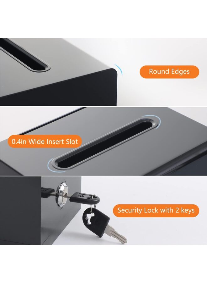 Donation box with lock, ballot box with sign holder, suggestion box for voting storage containers, raffle box, tip jar, deposit box 6.1" x 4.3" x 3.8" (Color : Clear) - Image 3
