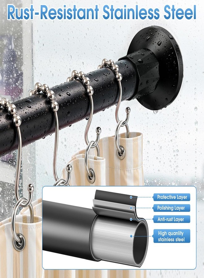 TasticTotes Shower Curtain Rod 30-64 Inch, 1" Diameter Adjustable Spring Tension Rod No Drill Required, Rustproof Stainless Steel, Anti-Slip Bathroom Rod, Black, Matte Finish - Image 5