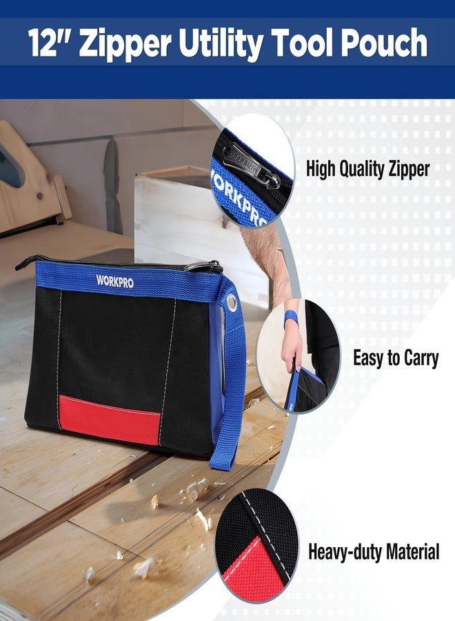 ووركبرو حقيبة أدوات WORKPRO مقاس 12 بوصة مزودة بسحاب، حقيبة أدوات متعددة الاستخدامات لتنظيم الأدوات والتخزين، حقيبة أدوات صغيرة، حقيبة تخزين متعددة الأغراض، عبوة من قطعتين - Image 3