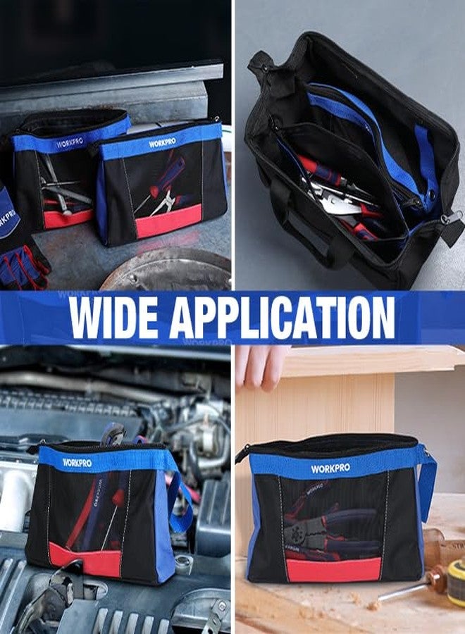 ووركبرو حقيبة أدوات WORKPRO مقاس 12 بوصة مزودة بسحاب، حقيبة أدوات متعددة الاستخدامات لتنظيم الأدوات والتخزين، حقيبة أدوات صغيرة، حقيبة تخزين متعددة الأغراض، عبوة من قطعتين - Image 5