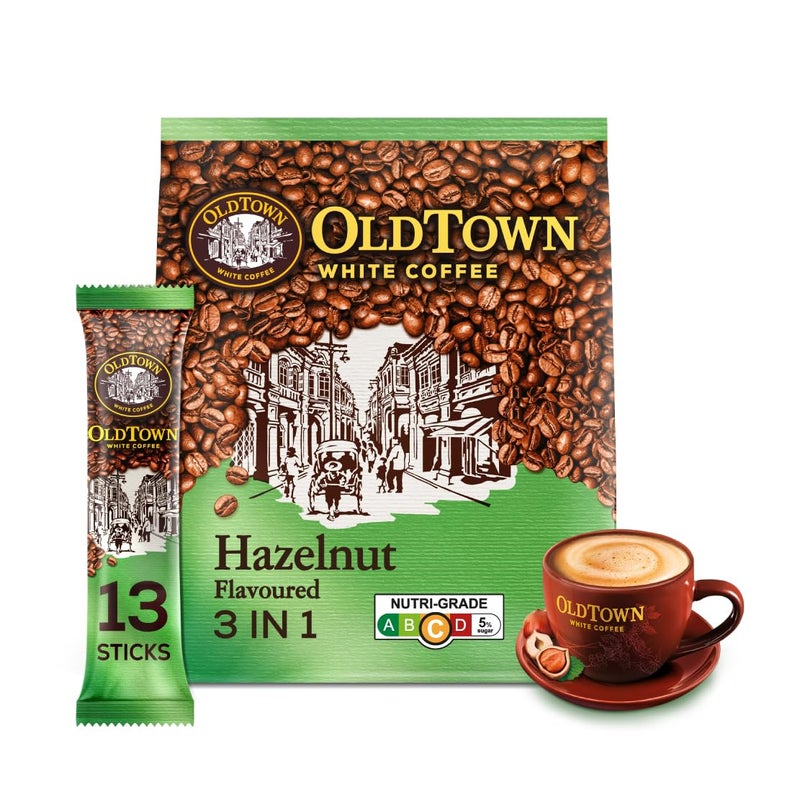 OldTown Old Town White Coffee Hazelnut 3 in 1 Instant Premix White Coffee 15 Stick ( 15 X 38g ), Packet 570g - Image 1