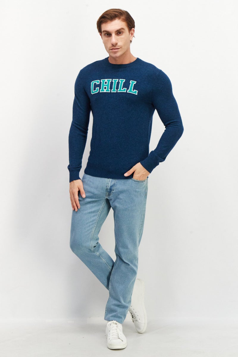 Celio سويت شيرتات بأكمام طويلة وياقة دائرية للرجال، أزرق مائل إلى الأخضر - Image 2